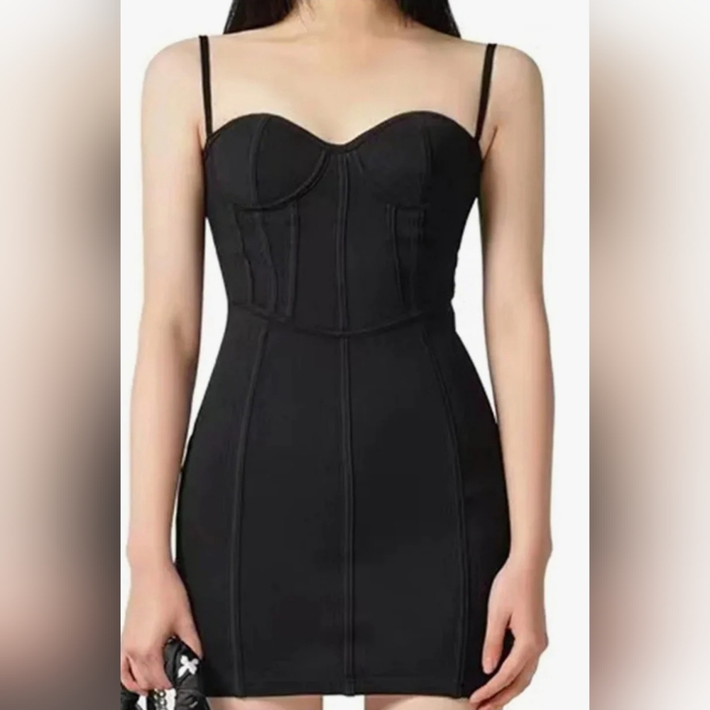 Haute Monde Black Bustier Mini Dress
